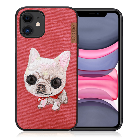 Nimmy Big Eyes iPhone 11 Embroidered Cover - Red