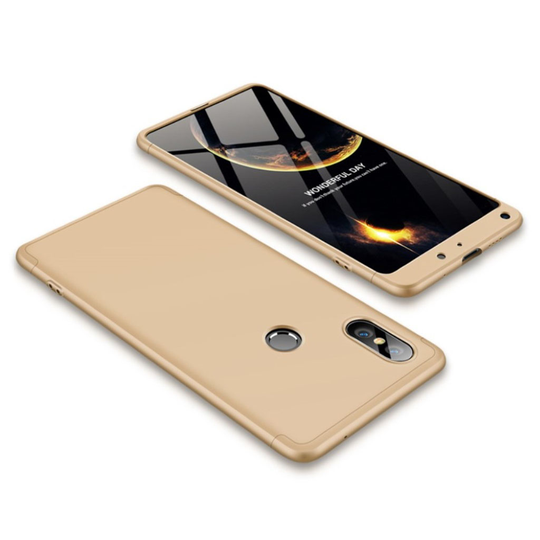 Xiaomi Mi MIX 2S matta pintainen 3 palainen kova muovinen ohut takasuoja kuori - Kulta