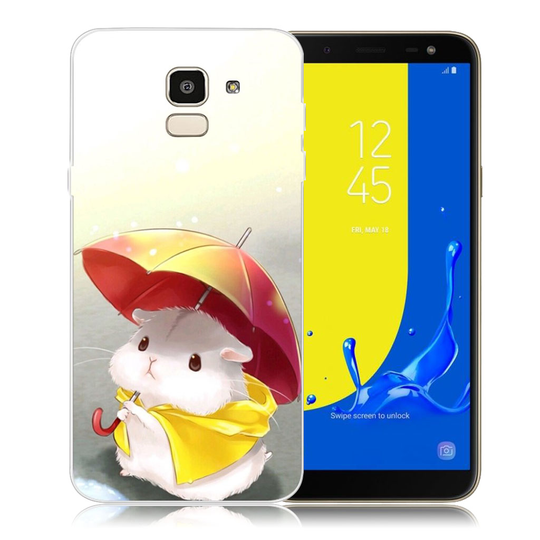 Samsung Galaxy J6 (2018) Kuviollinen Printattu Pehmeä Muovi Takasuoja Kuori - Hamsteri Sateenvarjolla