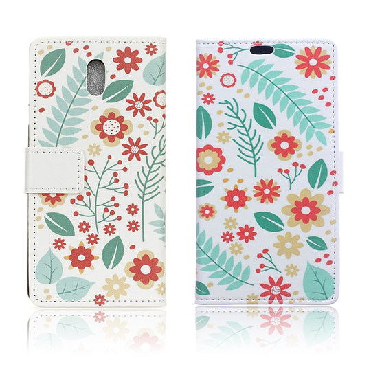 Samsung Galaxy J5 (2017) vintagetyylinen nahkakotelo - Kukat ja lehdet