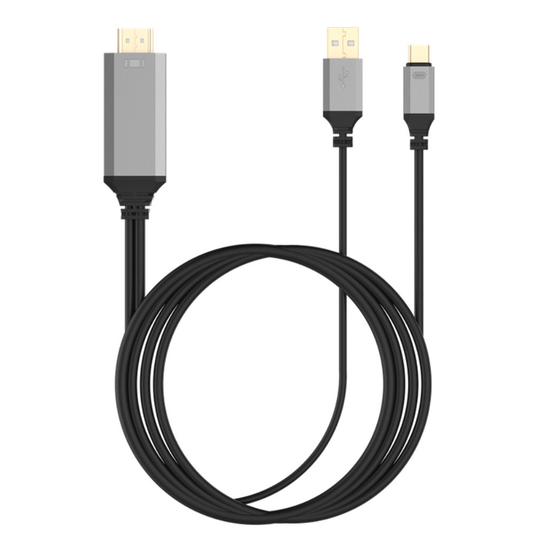 Universaali 2-in-1 USB-C kaapeli Type-C HDMI HD Video ääni kaapeli lataus adapteri - Musta