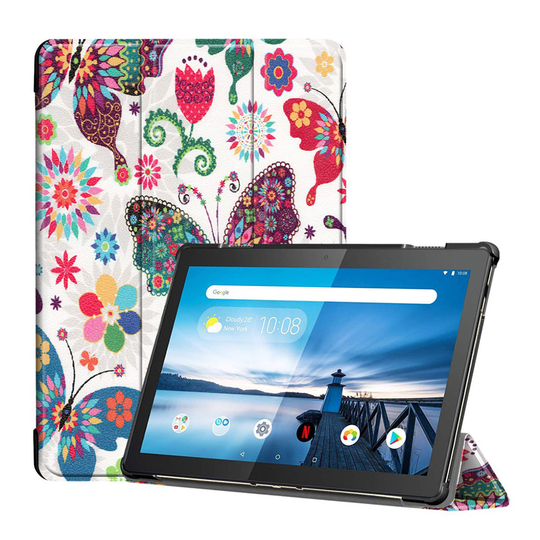 Lenovo Tab M10 tri-fold pattern leather case - Colorful Butterfly