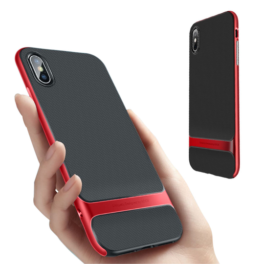 iPhone Xs ROCK Royce hybriidi muovinen kaksipalainen takasuoja kuori - Punainen