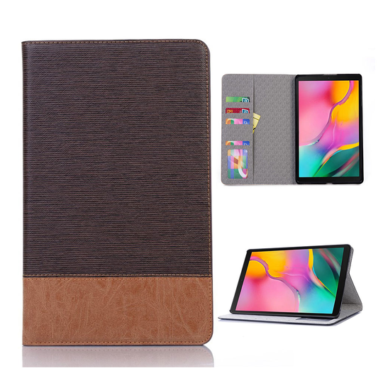 Samsung Galaxy Tab A 10.1 (2019) cross texture splicing leather case - Coffee