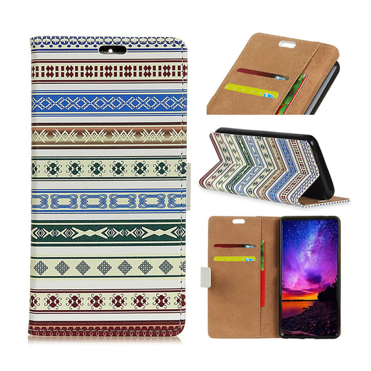 Samsung Galaxy A9 (2018) kuviollinen synteetti nahka lompakko kotelo kortti paikoilla - Etniset Kuviot