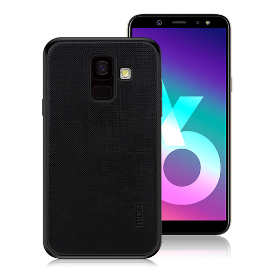 Samsung Galaxy A6 MOFI Ohut Hybriidi Takasuoja Kuori Pinnoitetti Kankaalla - Musta