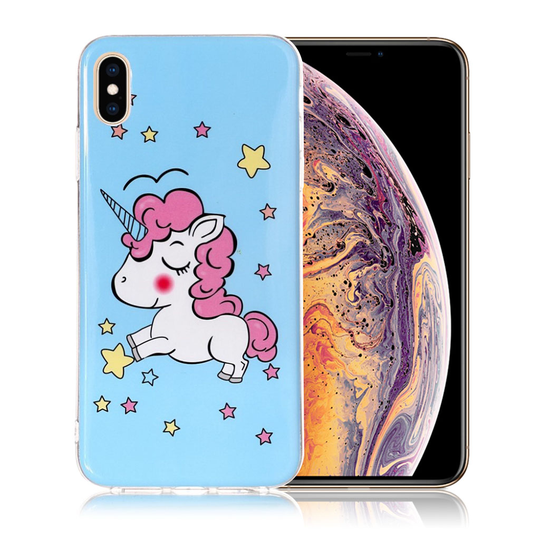 iPhone 9 Plus IMD Kuviollinen Pehmeä Muovinen Takasuoja Kuori - Söpö Yksisarvinen