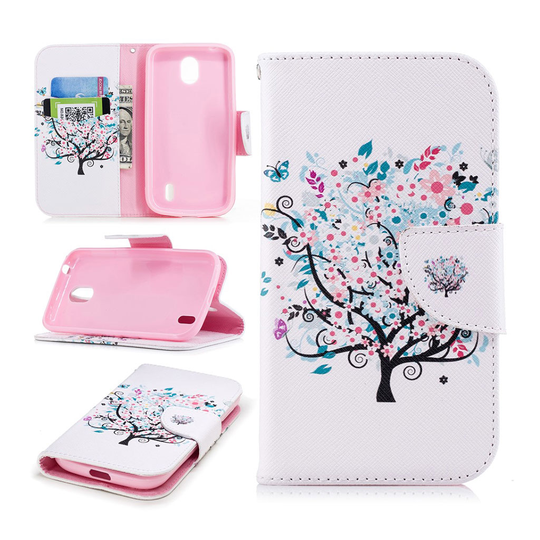 Nokia 1 kuvioitu nahkainen flip suojakotelo - Floret Puu