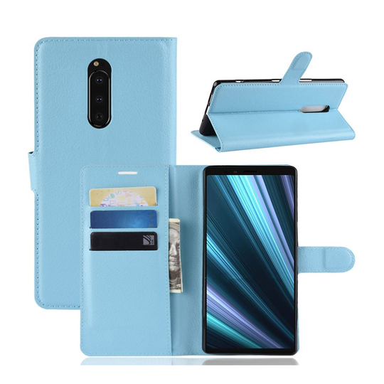 Sony Xperia XZ4 litsi pintainen nahkainen flip suojakotelo - Sininen