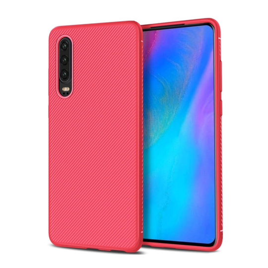 Huawei P30 jazz series tvilli pintainen suojakotelo - Punainen