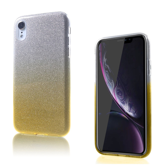 iPhone Xr Kaksisävyinen silikooni muovinen takasuoja kuori - Kulta