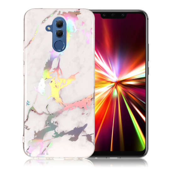 Huawei Mate 20 Lite IMD marmori kuviollinen metallinen silikooni kuviollinen joustava takasuoja kuori - Harmaa