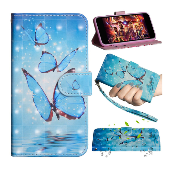 Samsung Galaxy A50 patterned leather case - Blue Butterfly