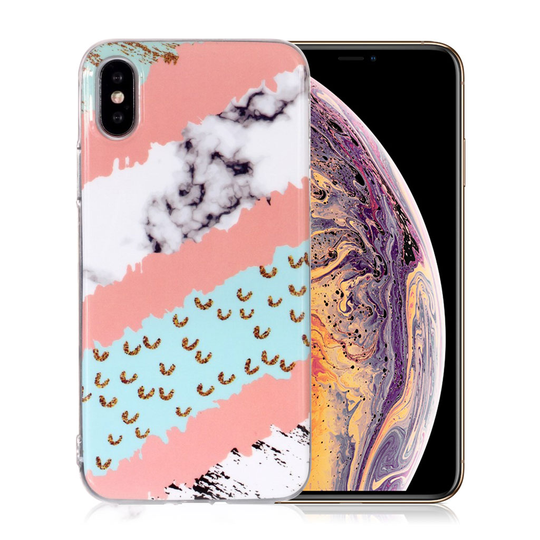 iPhone Xs Max IMD marmori kuviollinen silikooni muovinen pehmeä takasuoja kuori - Tyyli P