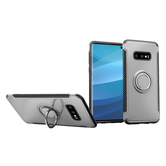 Samsung Galaxy S10e suojakotelo rengaspidikkeellä - Hopea