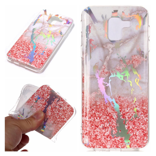 Samsung Galaxy J6 (2018) electroplated marble pattern - Grey / Pink