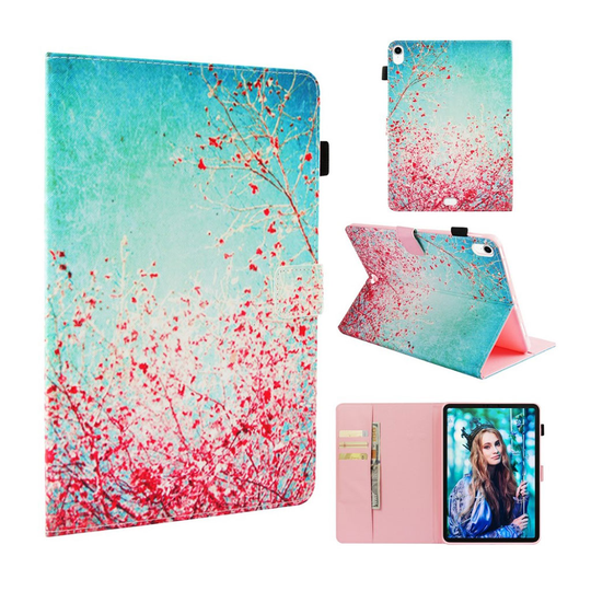 iPad Pro 11 inch (2018) synteetti nakainen suojakotelo missä kuvio ja kortti paikat - Punaiset Kirsikkakukat