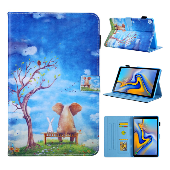 Samsung Galaxy Tab A 10.1 (2019) pattern multi-angle leather case - Pig and Rabbit
