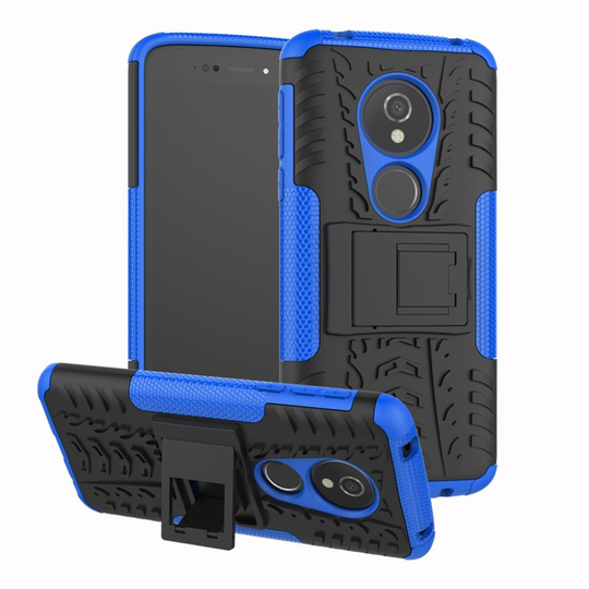 Motorola Moto E5 / G6 Play Anti-Slip PC Silikooni Takasuojakuori jalkatuella - Sininen