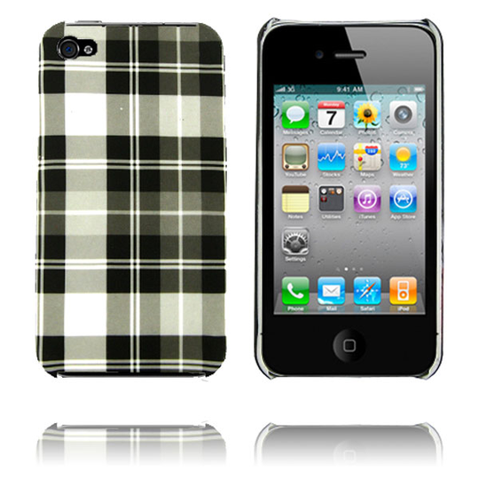 Barsberry 4 (Musta Ruutukuvio) iPhone 4/4S Suojakuori