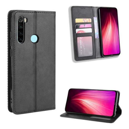 Bofink Vintage Xiaomi Redmi Note 8 leather kotelot - Musta