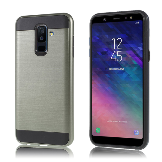 Samsung Galaxy A6 Plus harjattu PC ja TPU kombo Takaosa Suojakuori - Tumman Vihreä
