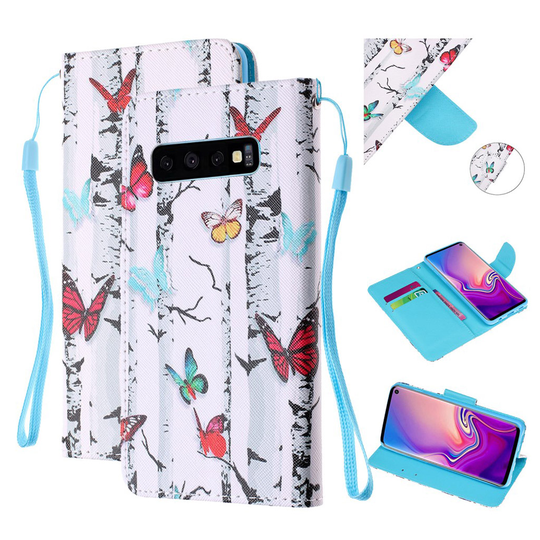 Samsung Galaxy S10 patterned leather case - Colorful Butterflies