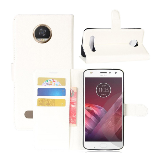 Motorola Moto Z2 Play design nahkakotelo - Valkoinen