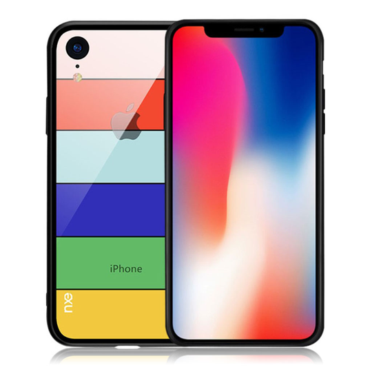iPhone Xr NXE raita kuviollinen lasi sekä muovi takasuoja kuori - Tyyli A