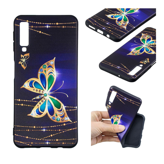 Samsung Galaxy A7 (2018) kohokuviollinen pehmeä silikooni muovinen takasuoja kuori - Kaunis Perhonen