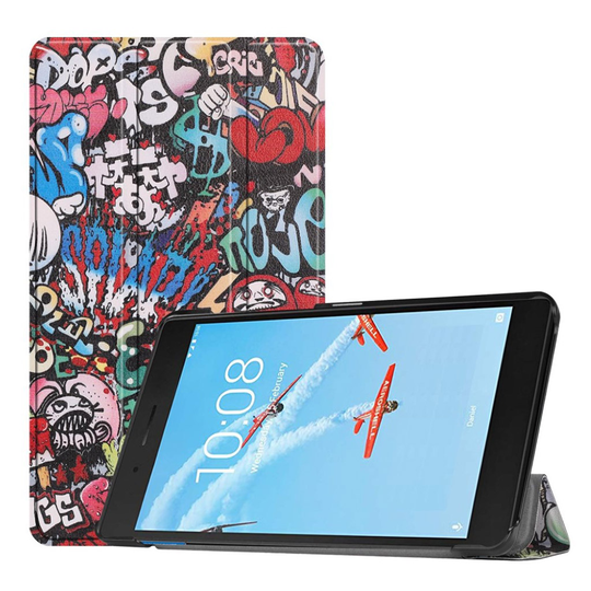 Lenovo Tab E7 kuosillinen tri-fold nahkainen Suojakotelo - Graffiti