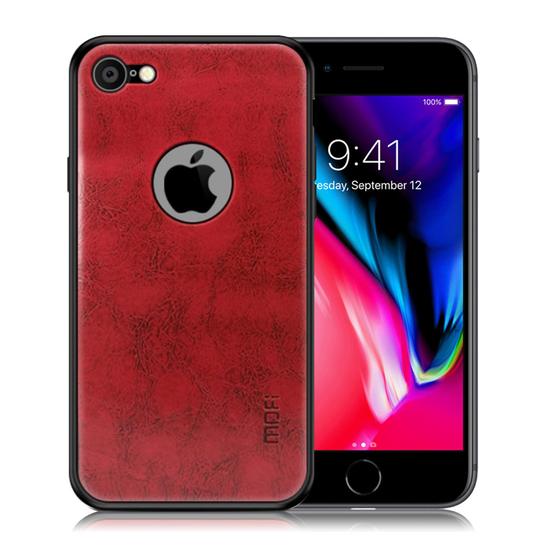 iPhone 7 / 8 MOFI Synteetti Nahkainen Sekä Muovinen Hybriidi Takasuoja Kuori - Punainen
