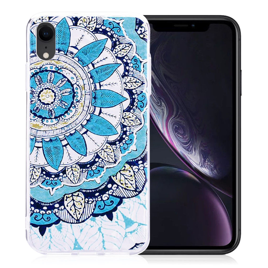 iPhone 9 Kuviollinen 3D Timantti Rakenne Pintainen Joustava Muovinen Suojakuori - Sininen Mandala
