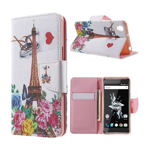 Moberg Tpu Oneplus X Nahkakotelo Läpällä - Kukkia & Eiffel Torni