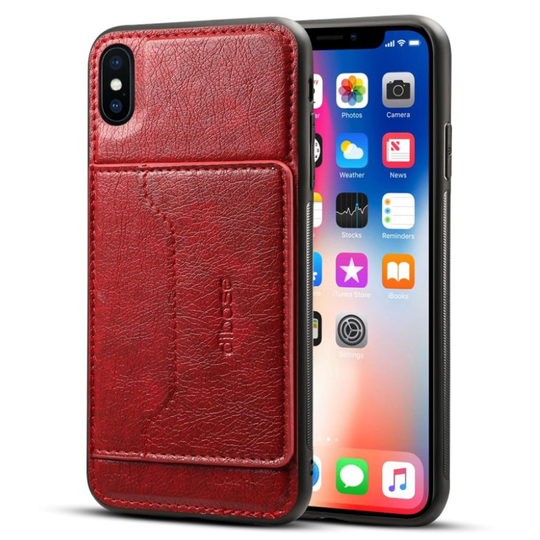 iPhone 9 Plus Villihevos Rakenne Synteetti Nahka Pinnoitettu Kova Muovi Takasuoja Kuori - Punainen