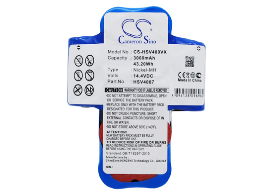 Hoover HSV40 akku 3000mAh / 43.20Wh