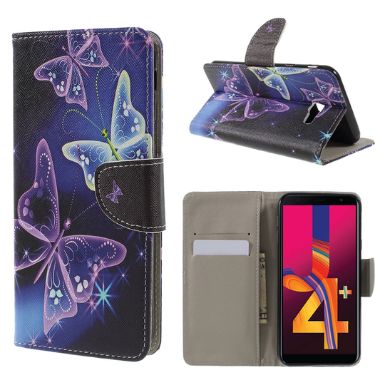 Samsung Galaxy J4 Plus (2018) upea kuviollinen synteetti nahkainen lompakko suojakotelo - Elosiat Perhoset