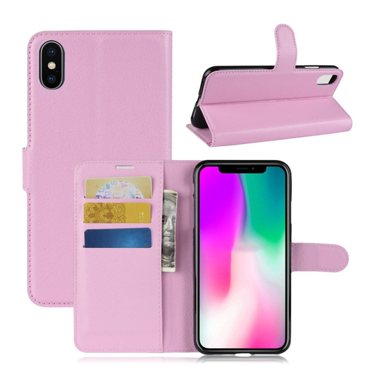 iPhone Xr Liitsihedelmä Jyväinen Lompakko Suojakotelo Synteetti Nahasta - Pinkki