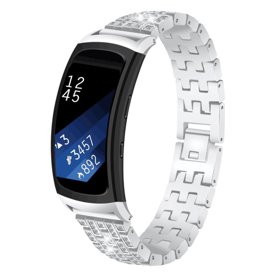 Samsung Gear Fit2 Tekojalokivi Metalli Vaihdettava kellon Ranneke - Hopea