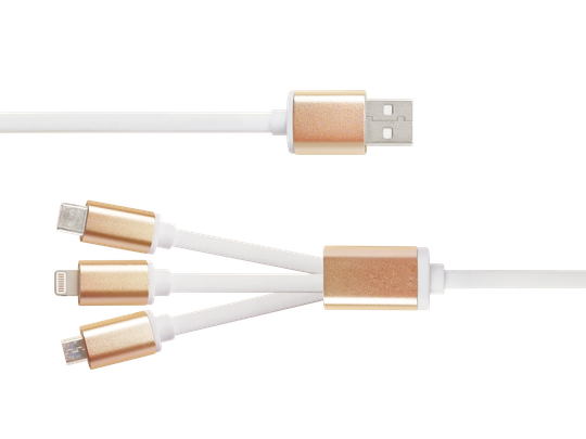 Yleiskäyttöinen Latauskaapeli, USB-C, Lightning, Micro USB, USB-A, 1 M, Valkoinen