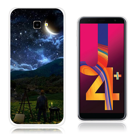 Samsung Galaxy J4 Plus (2018) kuviollinen taivutettava silikoon takasuoja kuori - Tähtitaivas