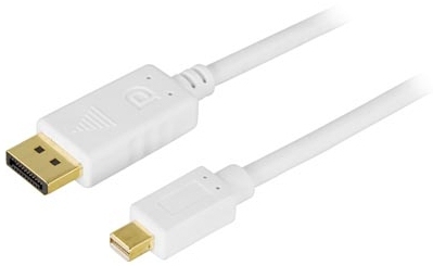 Kaapeli DisplayPort - Mini DisplayPort, Ultra HD Taajuudella 30 Hz, 10,8 Gb/s, 2 M, Valkoinen, 20-pi
