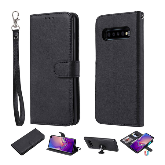 Samsung Galaxy S10 Plus irroitettava nahkainen suojakotelo - Musta
