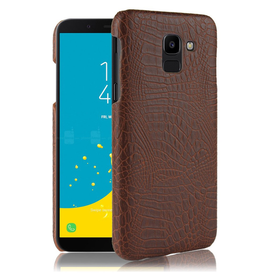Samsung Galaxy J6 (2018) Krokotiili Pintainen Synteetti Nahkainen Muovi takasuoja Kuori - Ruskea