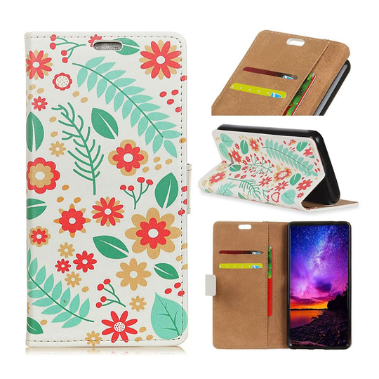 Sony Xperia 10 pattern leather case - Flowers and Leaves