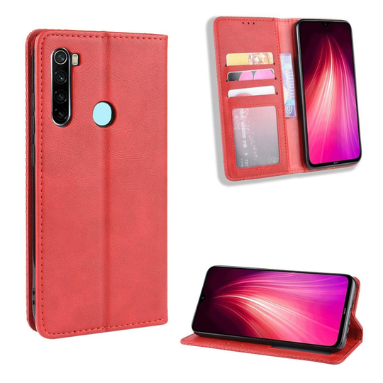 Bofink Vintage Xiaomi Redmi Note 8 leather kotelot - Punainen