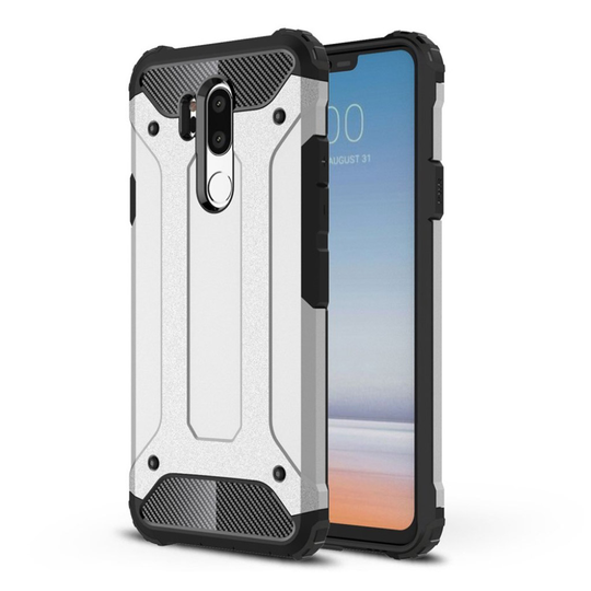 LG G7 ThinQ Heavy Duty Hybriidi TPU ja Muovi Suoja Kuori - Hopea