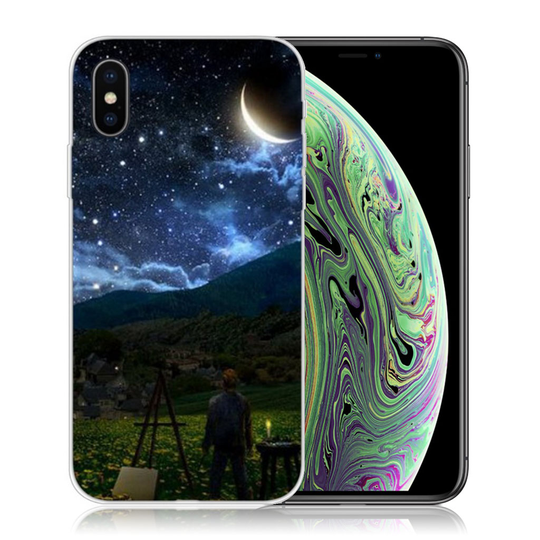 iPhone XS kuviollinen silikooni muovinen pehmeä suojakuori - Tähtitaivas