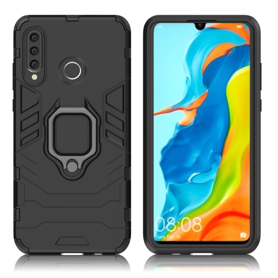 Huawei P30 Lite rengaspidike hybridi suojakotelo - Musta