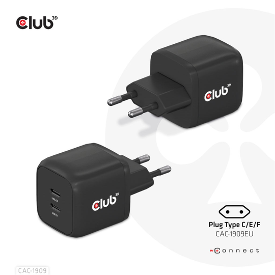 CLUB 3D Travel Charger PPS 45W GAN